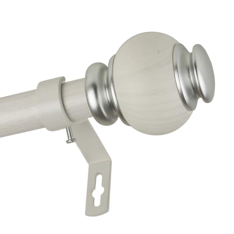 InStyleDesign Onyx 1 inch Faux Wood Curtain Rod - 160 to 240 inches - Pearl White