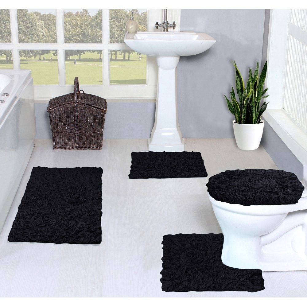 Black bathroom clearance rugs sets