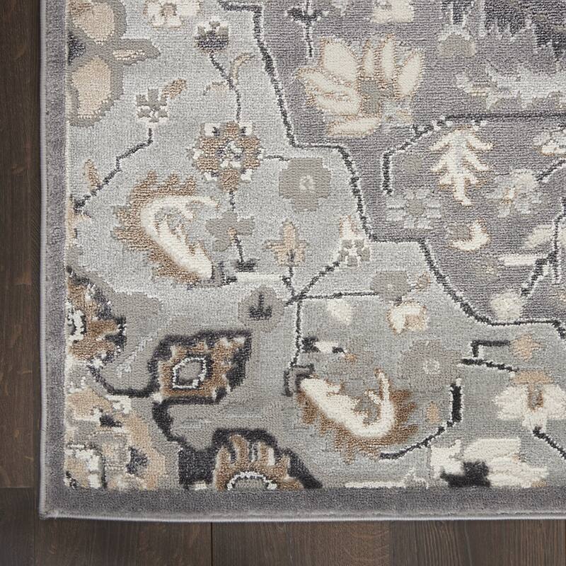 Power Loomed Abstract Floral Non Skid Stain Resistant Low Pile Area Rug - 90' X '27' X '0.25