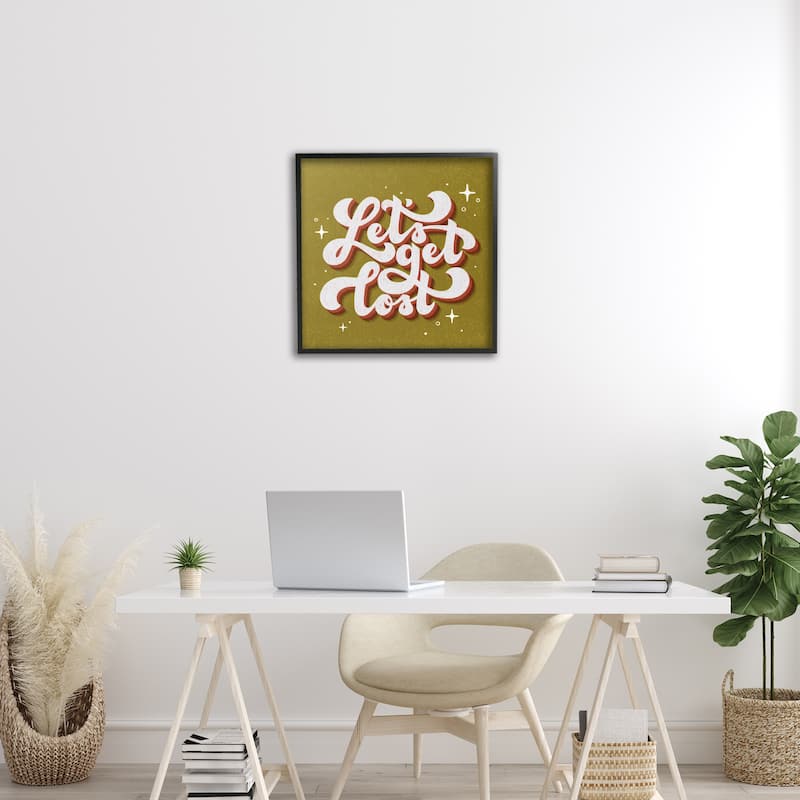 Stupell Let's Get Lost Retro Lettering Framed Giclee Art Design By Sarah Hickman