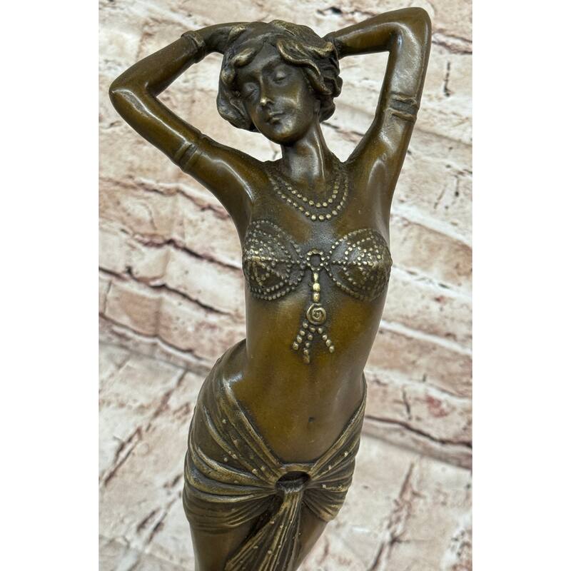 Middle Eastern Belly Dancer Girl Art Deco Bronze Sculpture Statue Figure Decor