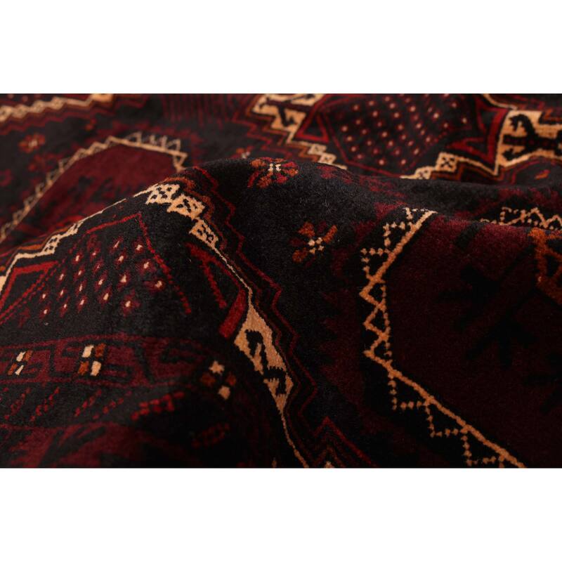 ECARPETGALLERY Hand-knotted Teimani Black, Dark Red Wool Rug - 4'2 x 6'5