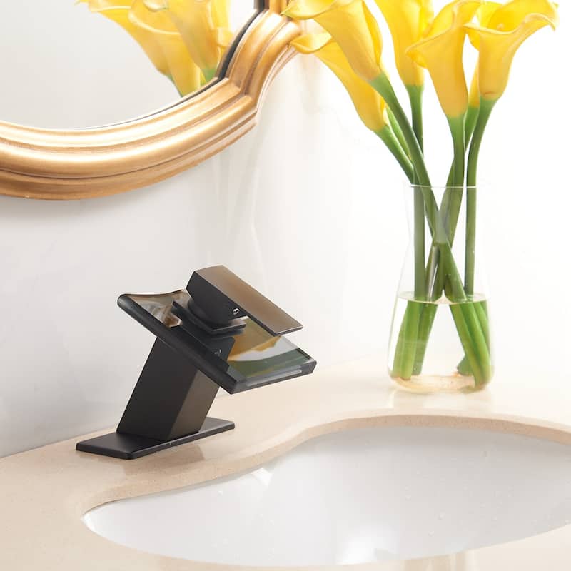 Single Handle Deck Mounted Waterfall Sink Faucet