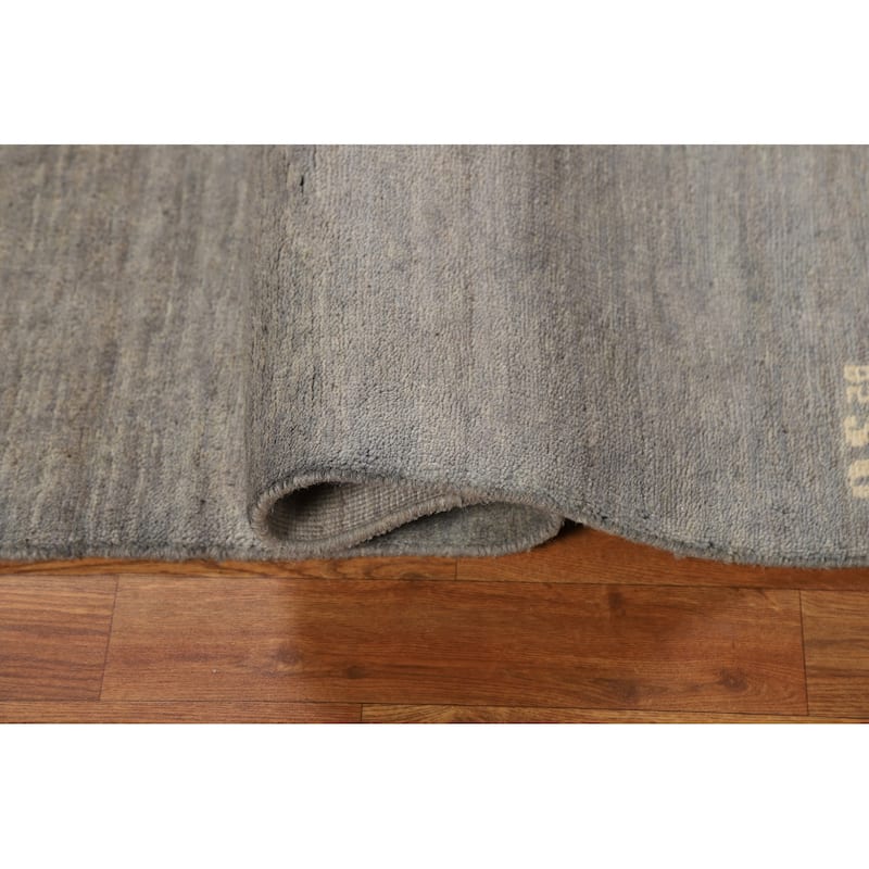 Gray Modern Gabbeh Oriental Square Area Rug Handmade Wool Carpet - 4'0"x 3'11"