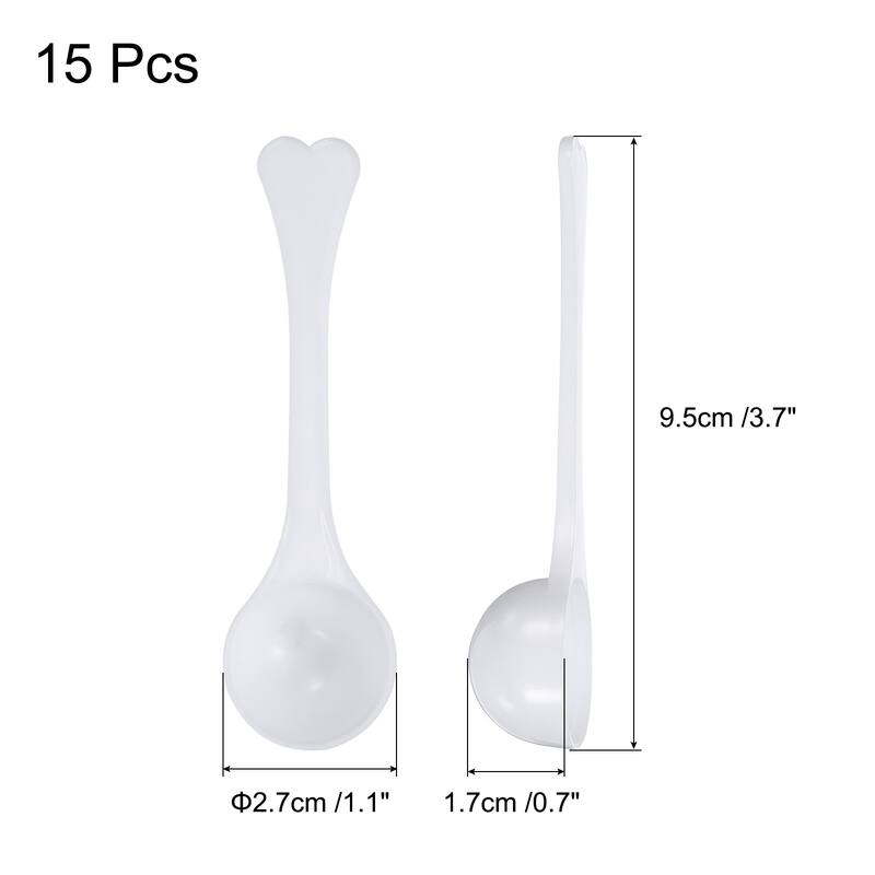 15 Pcs Measuring Spoon with Short Handle, Teaspoon Plastic Scoops, White - 3g