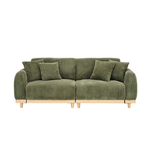 85 Modern Corduroy Loaf Sofa with Four Throw Pillows On Sale Bed Bath Beyond 40877356