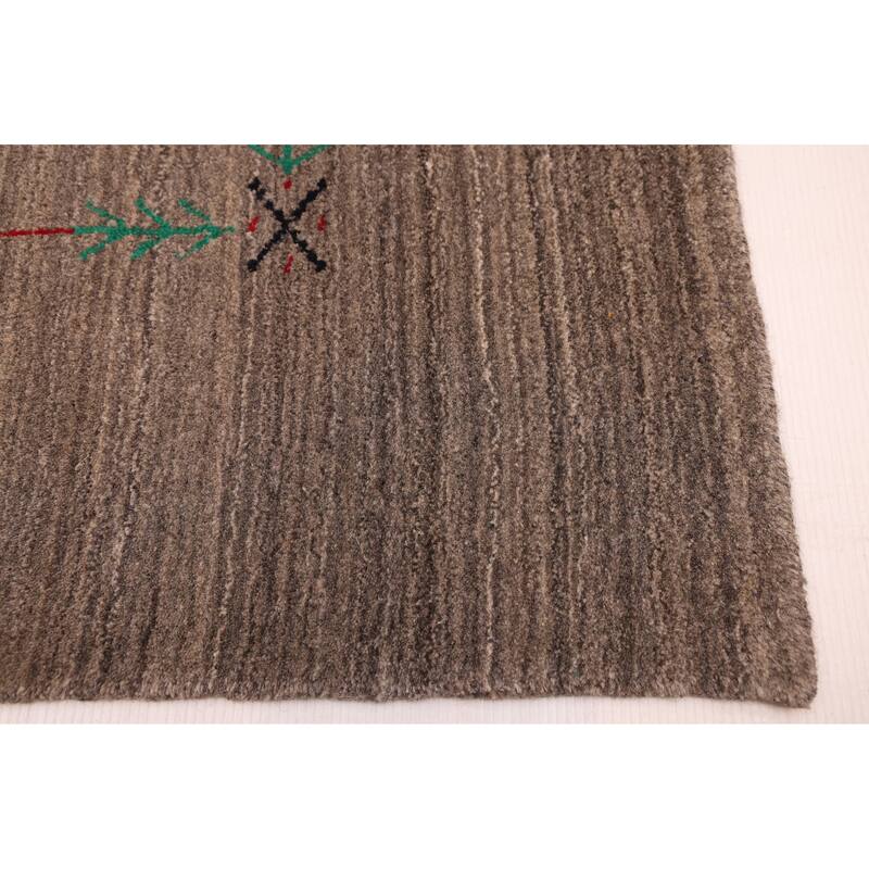 ECARPETGALLERY Hand Loomed Kashkuli Gabbeh Taupe Wool Rug - 7'10 x 9'9