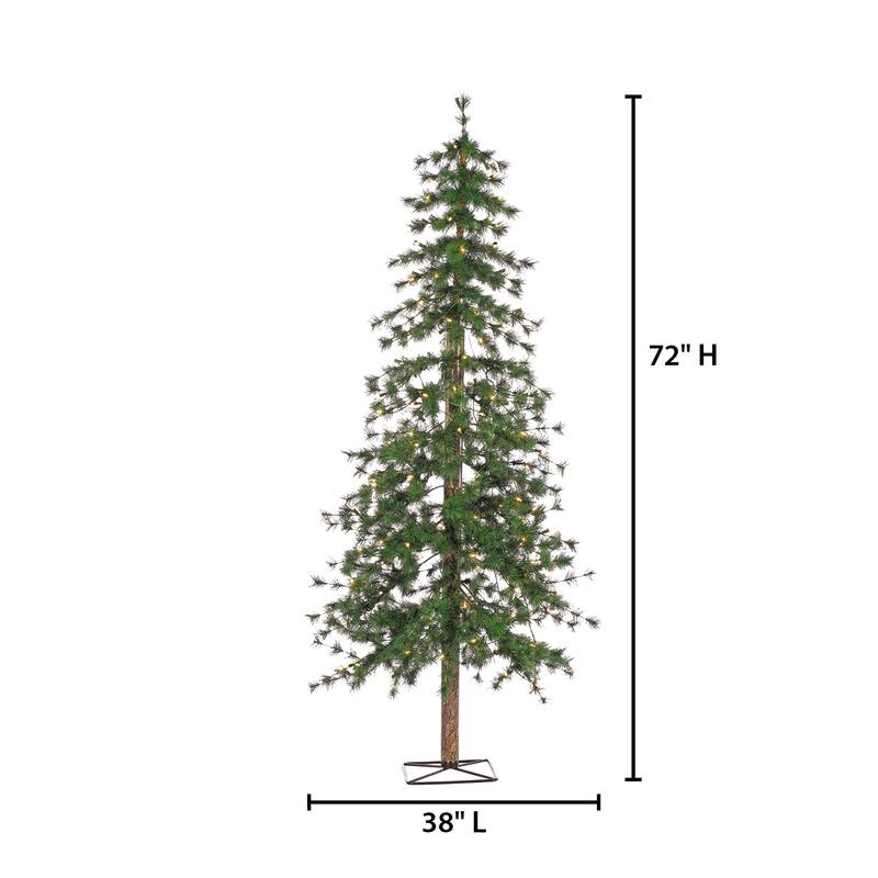 6 Foot High Pre Lit Alpine Tree with Clear White Lights