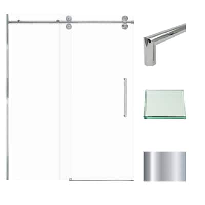 Teegan 59 in. W x 80 in. H Sliding Semi Frameless Shower Door with Fixed Panel with Clear Glass - 56.5-59-in W x 80-in H