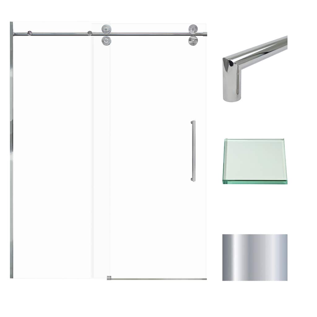 Teegan 59 in. W x 80 in. H Sliding Semi Frameless Shower Door with Fixed Panel with Clear Glass - 56.5-59-in W x 80-in H
