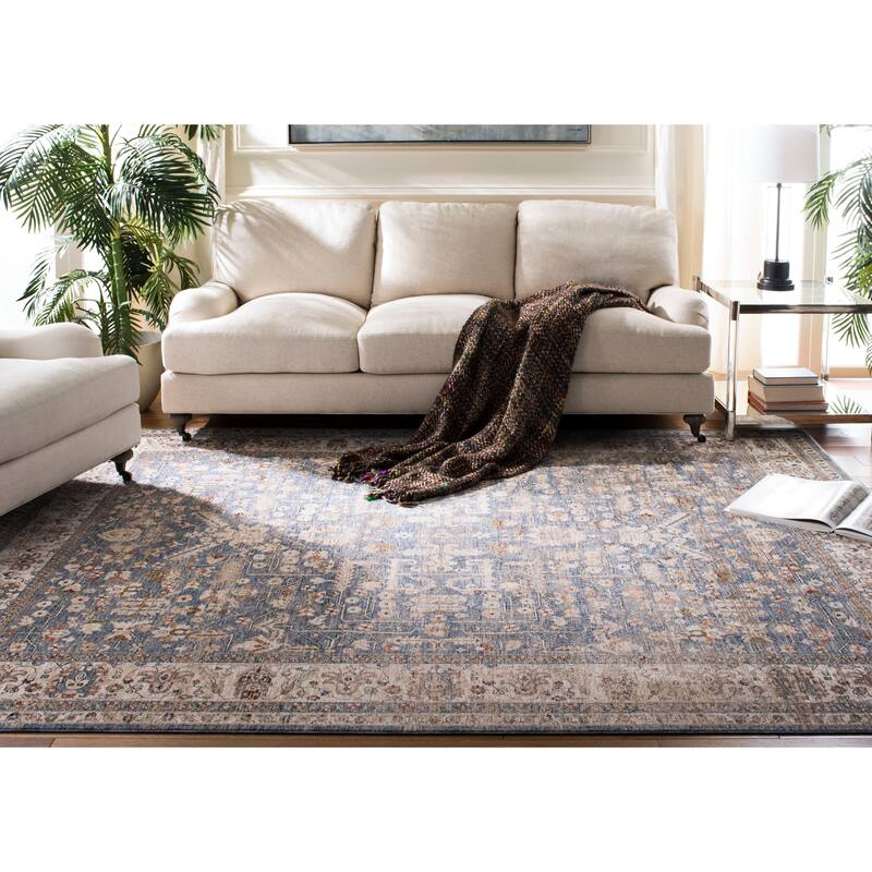 SAFAVIEH Heirloom Celeste Traditional Oriental Polyester Rug - 9' x 12' - Light Blue/Ivory