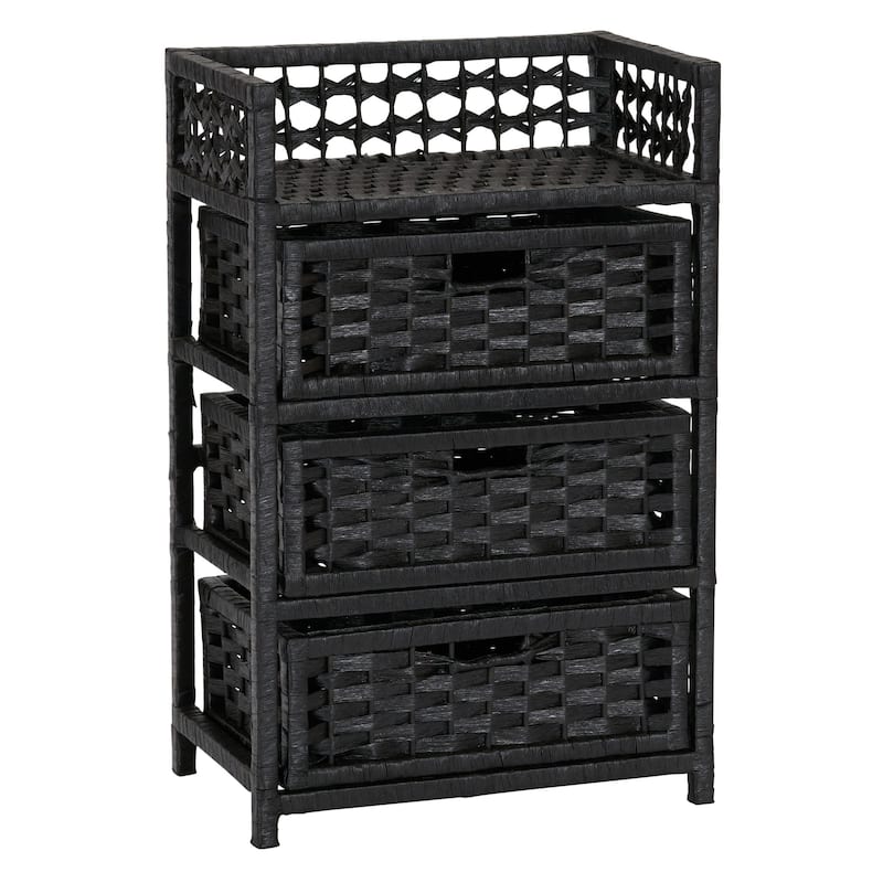 Household Essentials Woven 3 Drawer Chest with Cutout Handles