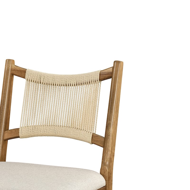 Christopher Knight Home - Arno Mid-Century Modern Upholstered Counter Stool with Rope Back and Solid Wood Frame Set - 21"W