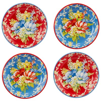 Certified International Blossom Set of 4 Soup Bowls - 9" Diam x 2"