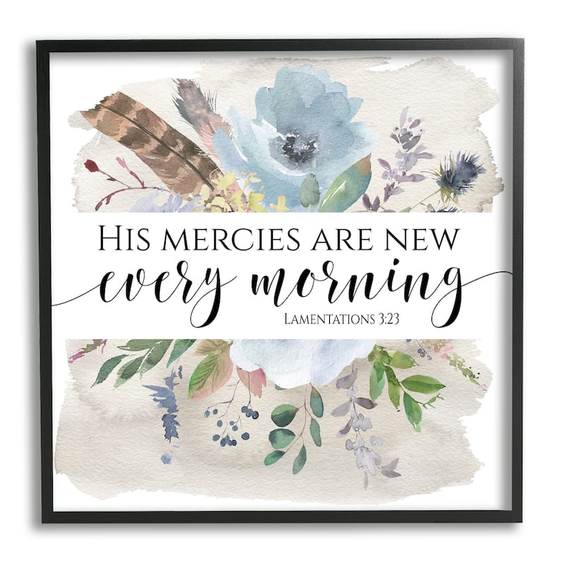 Stupell His Mercies Are New Lamentations 3:23 Blue Florals Framed Wall Art - Multi-Color