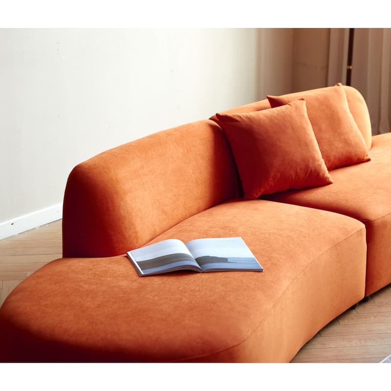 132.3 inch Large Size Elegant Half Moon Design Curved 6-Seat Sofa with High-Density Foam Filled