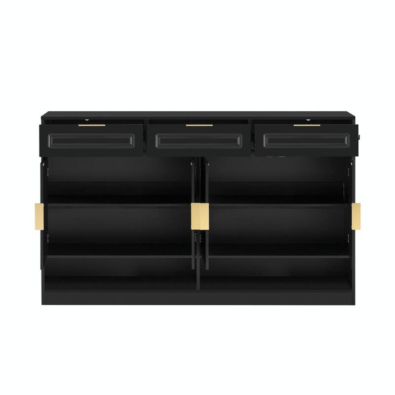 59.1" Multi-Functional Storage Buffet with Adjustable Shelf and Open Storage Compartments