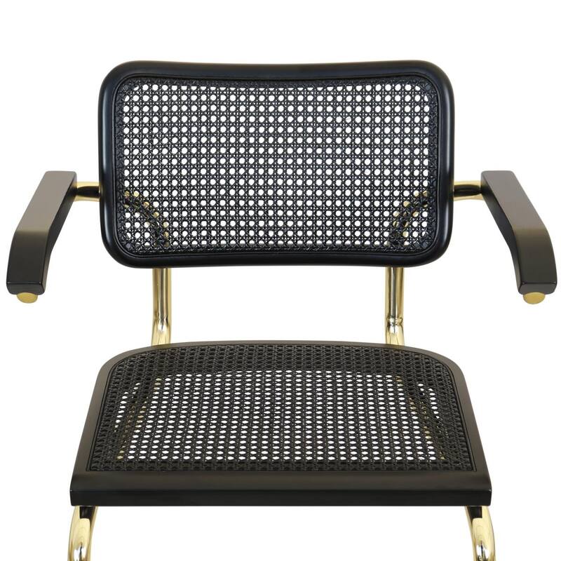 Breuer Chair Company Marcel Breuer Cesca Cane Cantilever Armchair Arm Chair w/ Brass Steel Frame (Various Wood & Cane Colors)