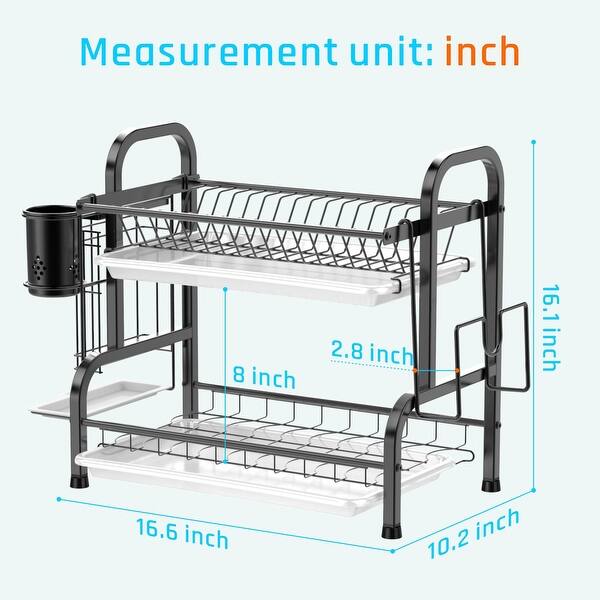 2-Tier 304 Stainless Steel Dish Drying Rack for Kitchen Counter - Bed ...