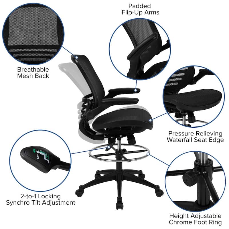 Mid-Back Swivel Office Chair with Adjustable Foot Ring