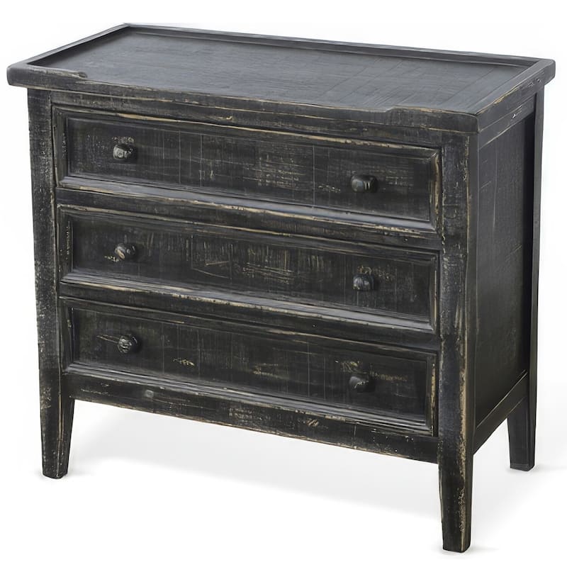 28 in. Rustic Black Rectangle Wood End Table with Storage Drawer for Convenience