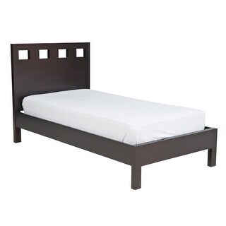Yee Queen Size Platform Bed, Cut Out Panel Headboard, Espresso Brown Wood