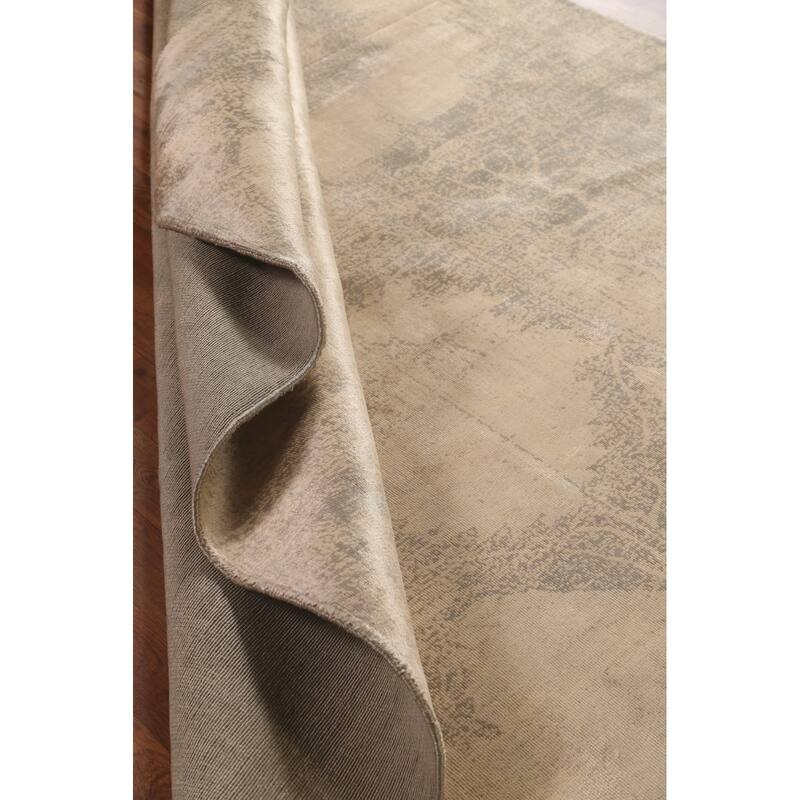 Yellow Abstract Modern Area Rug Handmade Wool Carpet - 5'8"x 7'11"