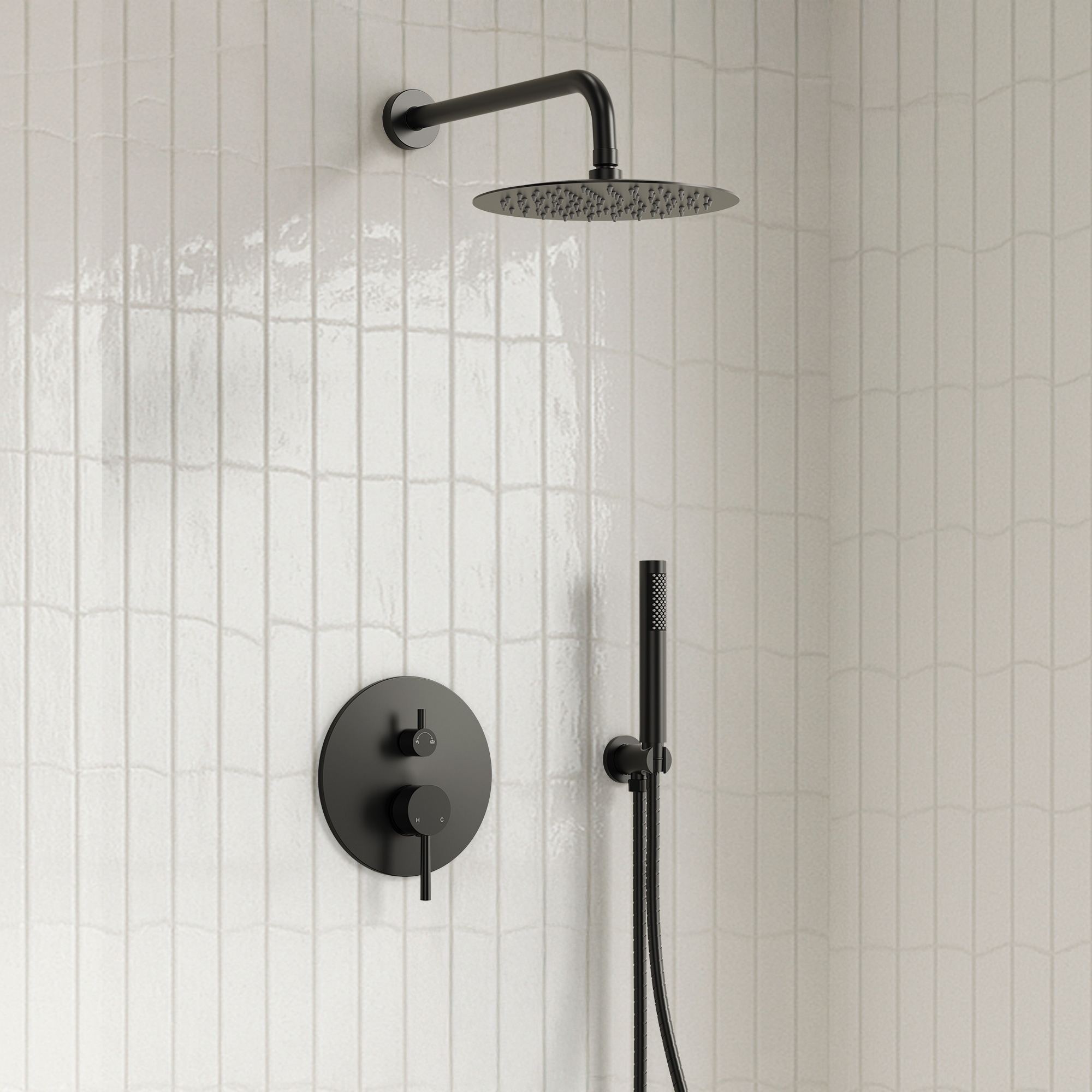 Pressure Balance Shower System with 10" Rainfall Shower Faucet and Handheld Shower Spray