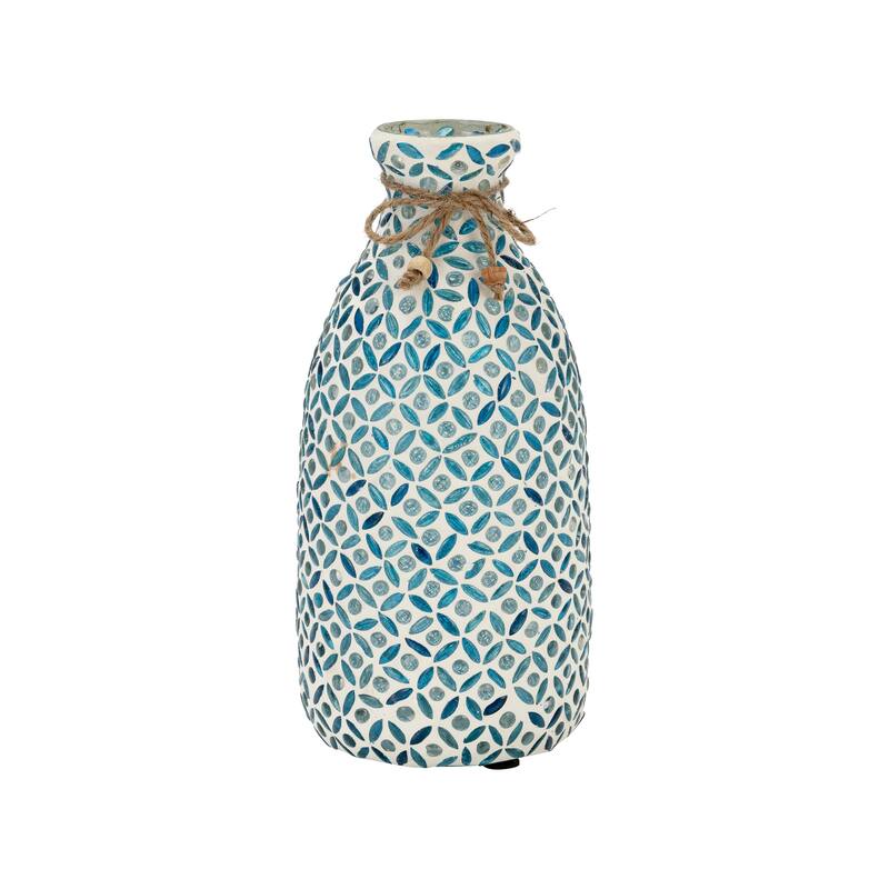 Sagebrook Home Coastal Blue Glass Mosaic Vase