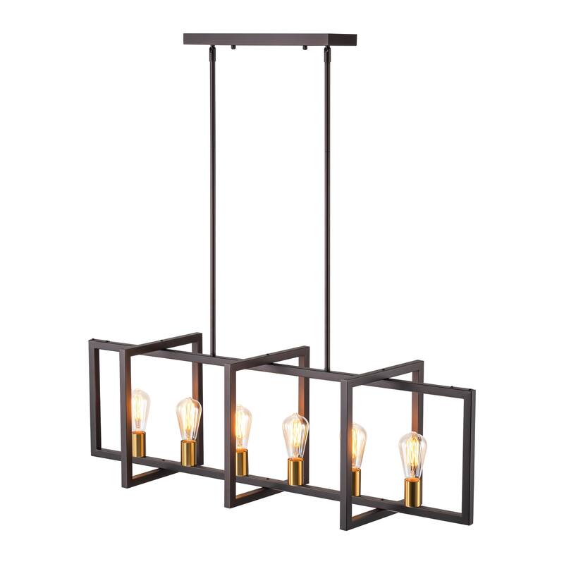 Black or Gold Farmhouse Rustic Kitchen Island Pendant Chandelier for Dining Room