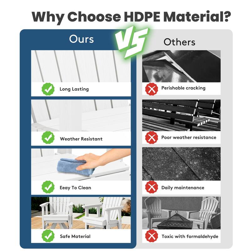 HDPE Adirondack Swivel Glider, Outdoor Patio Chair