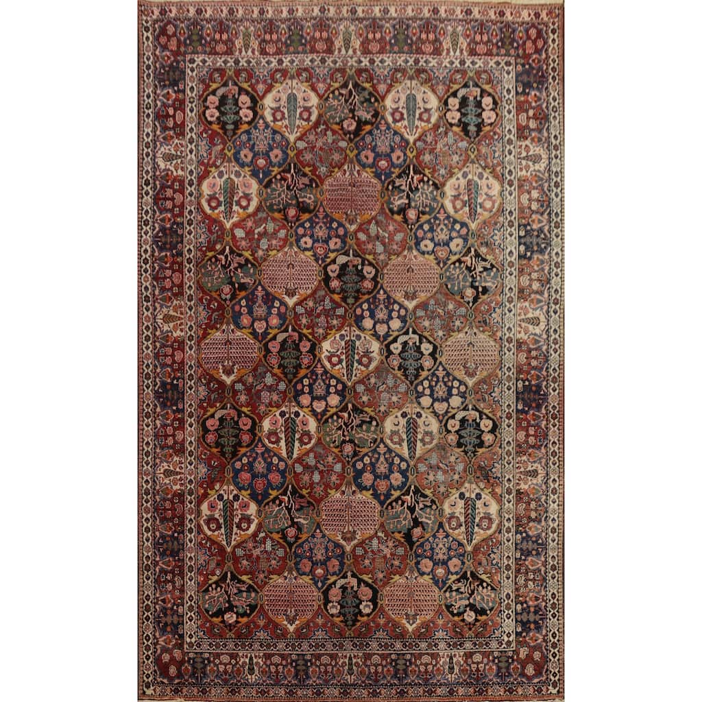 Hand Knotted Oriental 100% Wool Carpet Traditional Floral Multi-Colored Bakhtiari Area Rug - 12' 7'' X 8' 7''
