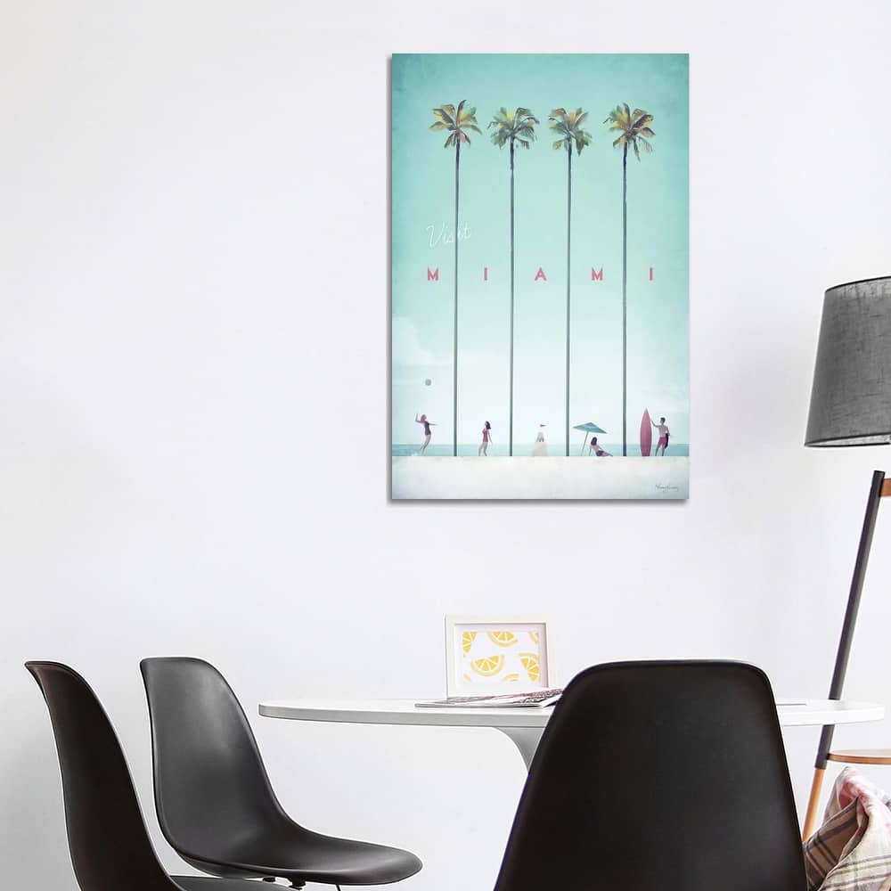 iCanvas "Visit Miami" by Henry Rivers Canvas Print