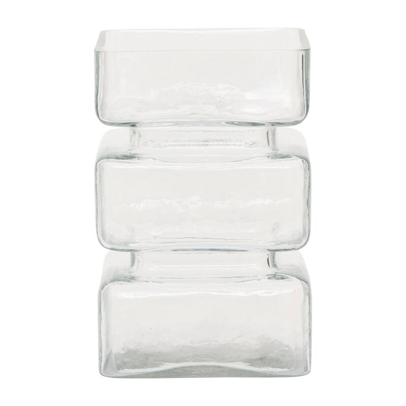 Transparent Geometric Vase - 9.75" - Clear