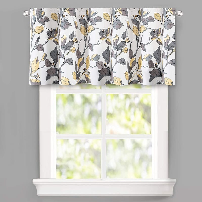 DriftAway Ryan Sketch Flower Floral Branch Leaves Lined Window Curtain Valance - 52'' width x 24'' length