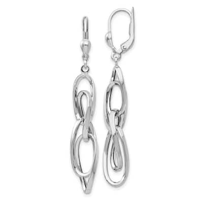 Curata 14k White Gold Polished Dangle Leverback Earrings - 51x7mm