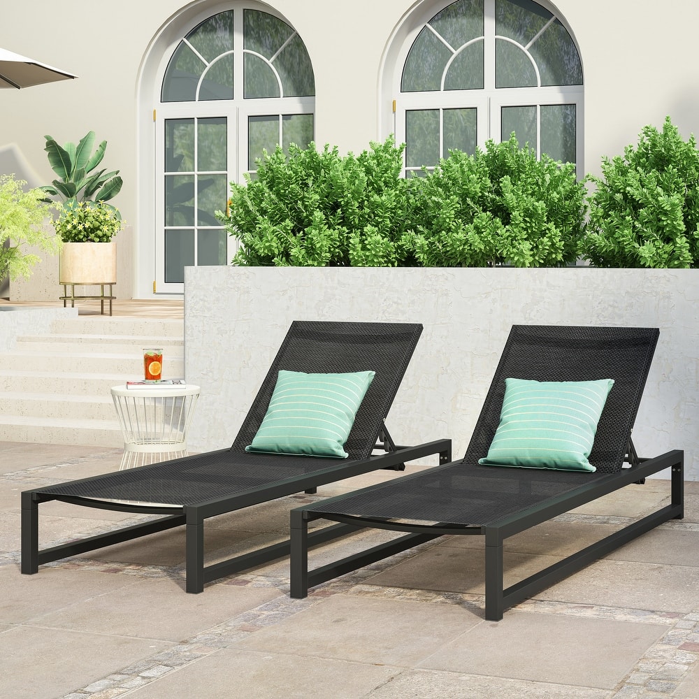 Modesta Outdoor Aluminum Mesh Chaise Lounge (Set of 2) by Christopher Knight Home