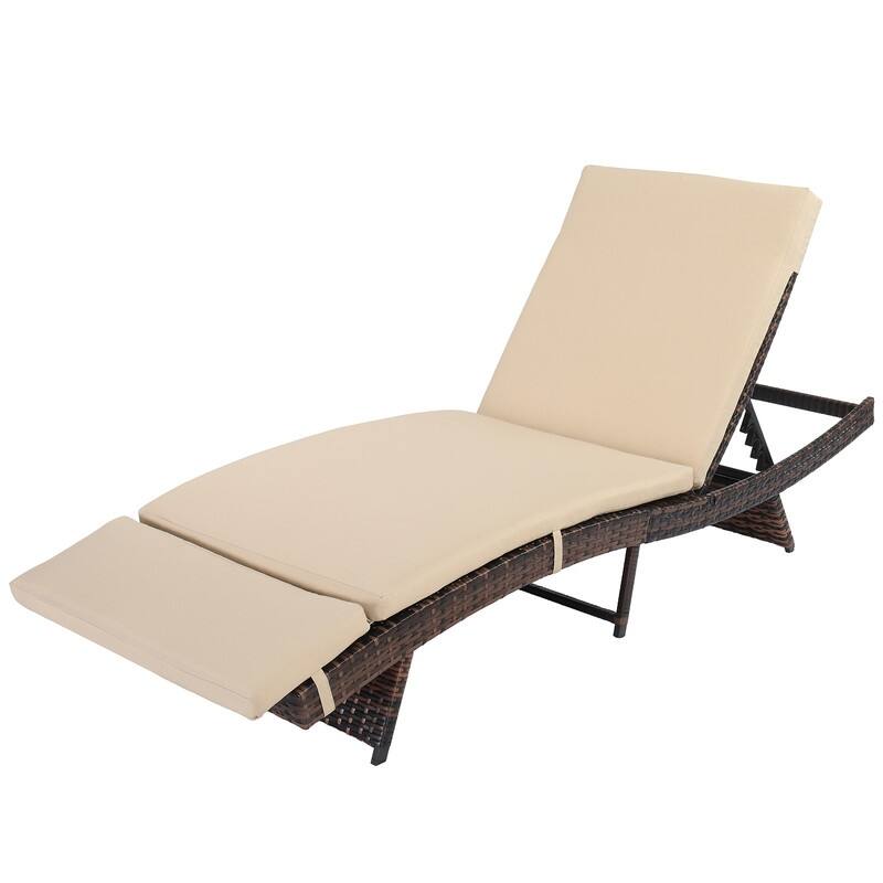 Outdoor Single Wicker Chaise Lounge Chair