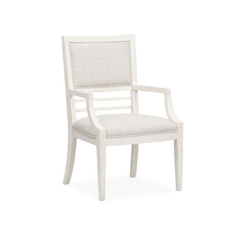 Salt Life Home Echo Isles Sea Pearl And Driftwood Upholstered Arm Chair Two Pack - 23.5''W x 25.13''D x 38''H - Set of 2 - 23.5''W x 25.13''D x 38''H - Sea Pearl - Dining Height