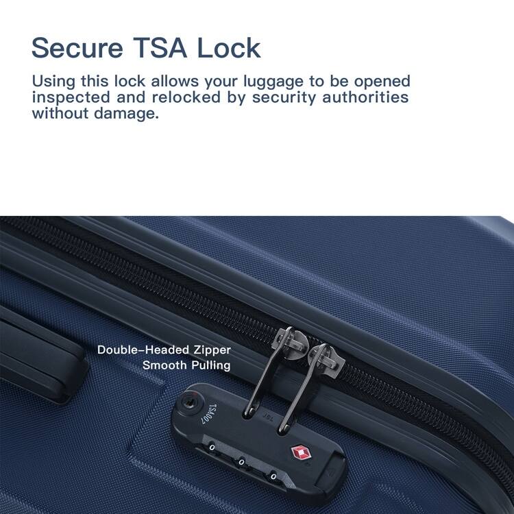 3 Piece Luggage Sets 20"/24"/28" Lightweight Hardshell Suitcase With 2 Hooks, Spinner Wheels, TSA Lock For Travel