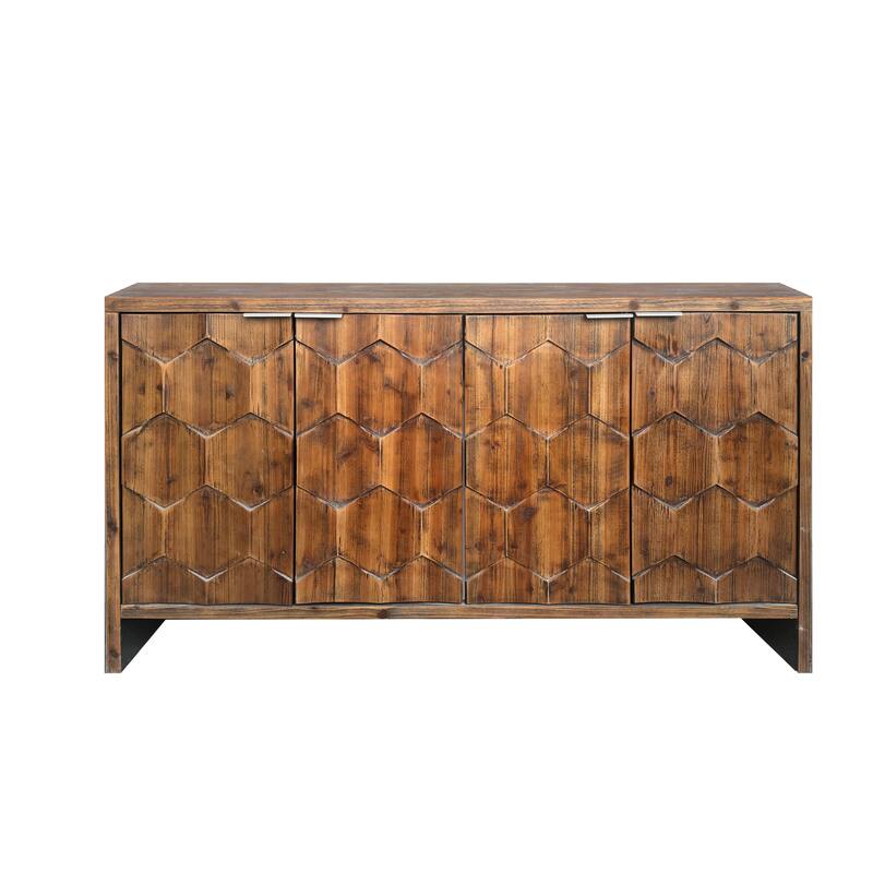 Cabinet Farmhouse Style 4 Door Wooden Cabinet Sideboard Buffet Server Cabinet Storage Cabinet,Antique Natural Wood