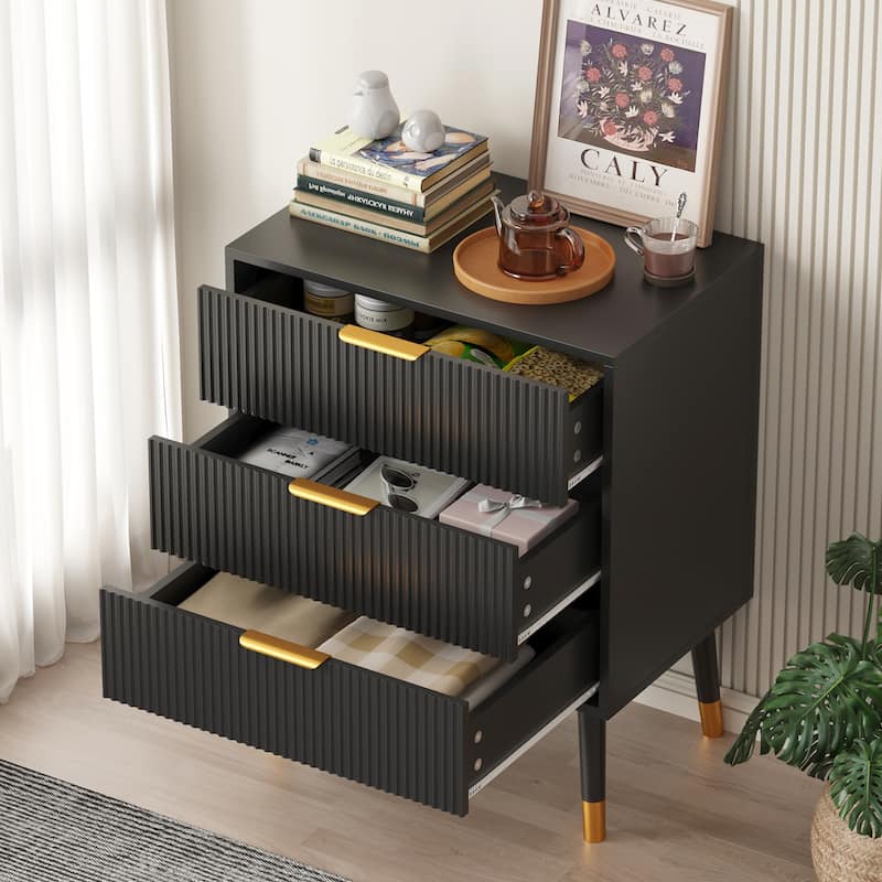 3 Drawer Dresser for Bedroom - Black