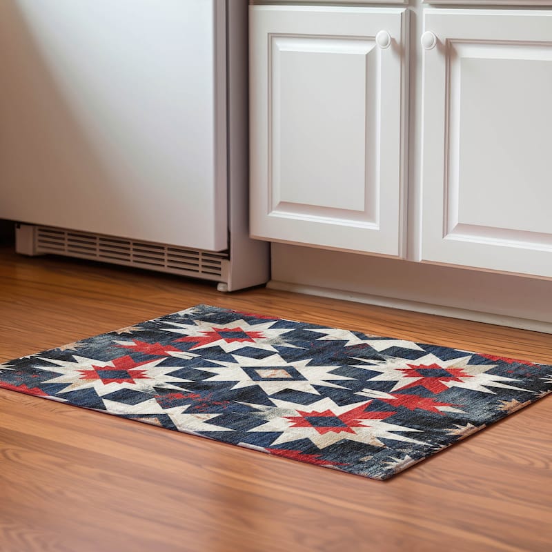 Premium Washable Super Soft Mayfield Rug - Navy - 1'8" x 2'6"