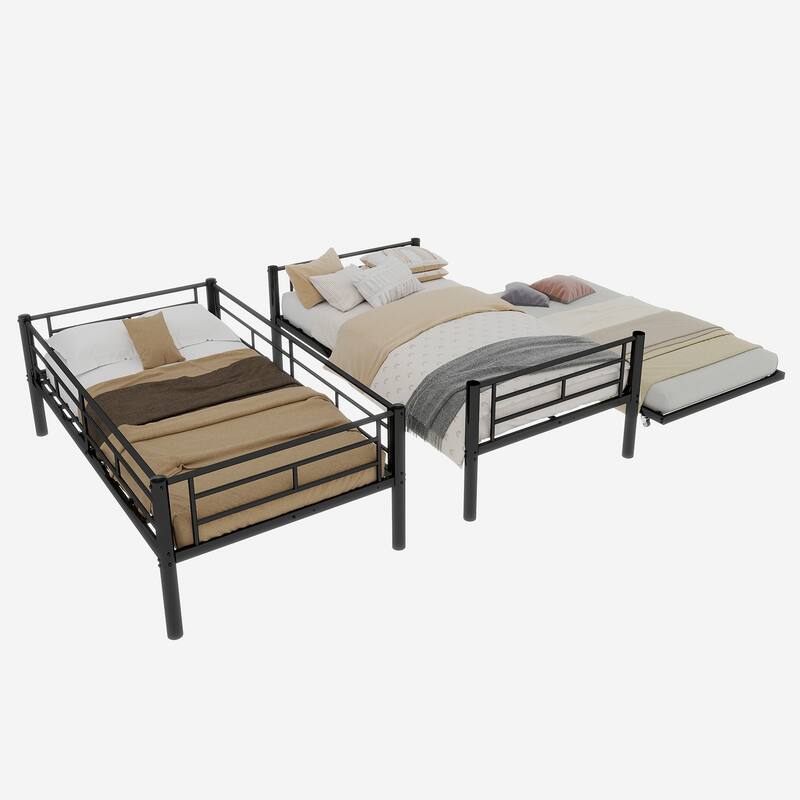Heavy-duty Sturdy Meta Twin over Twin Bunk Bed/l/ Noise Reduced/ Safety Guardrail/No Box Spring Needed
