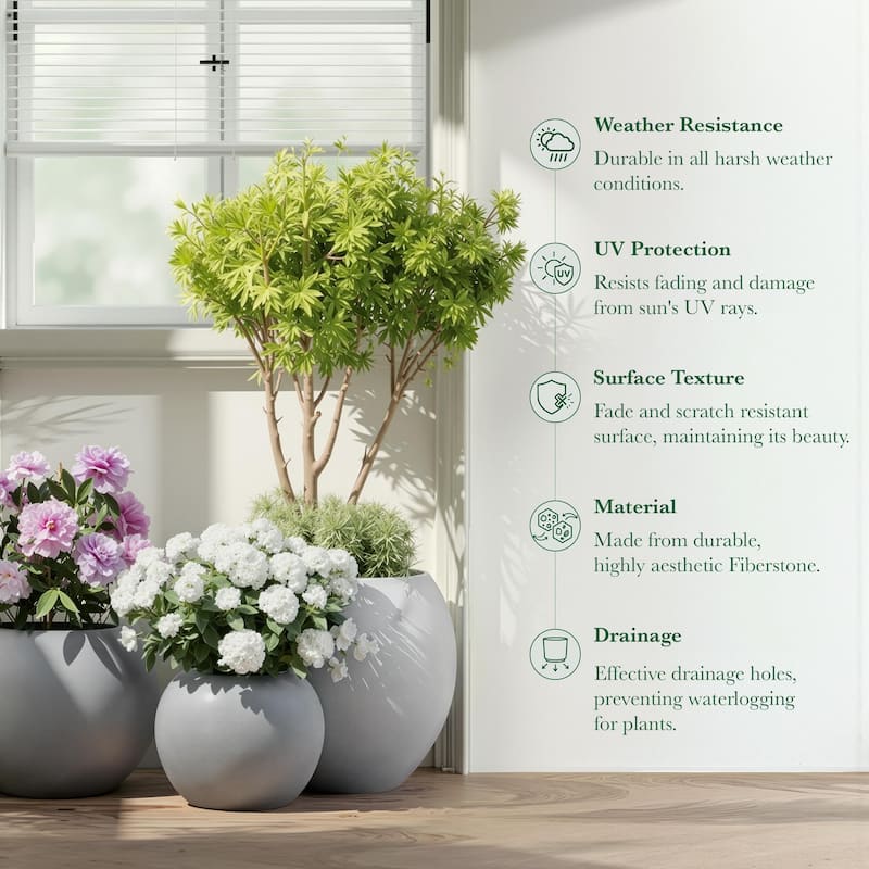 DTY Signature Mount Sherman 1-Piece Fiberstone Planter for Indoor/Outdoor