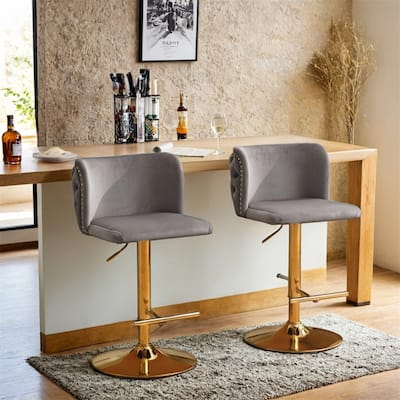 Swivel Barstools Adjusatble Seat Height,Upholstered Bar Stools 2PCS