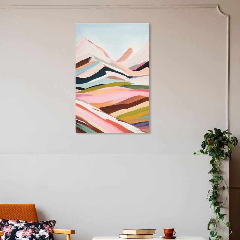Wynwood Studio Abstract Colorful Pastel Territory Pink and Pastel Pink Modern & Contemporary Wall Art Canvas Print - 30 x 20