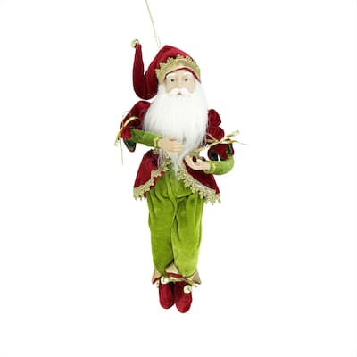 Whimsical Elf Hanging Christmas Figure - 18" - Red and Green