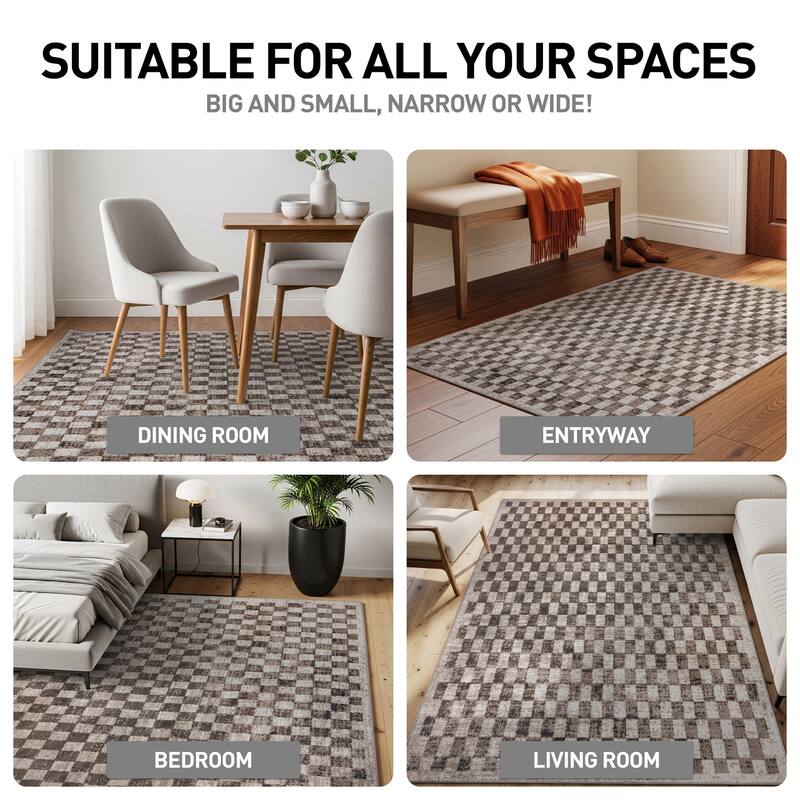 World Rug Gallery Contemporary Checkered Area Rug