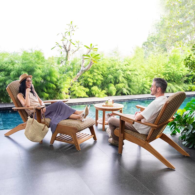 Cambridge Casual Camden Set of 4 Teak Outdoor Adirondack Chair with Padded Seat